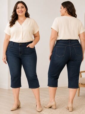 d. jeans Dark Blue Cropped Capri Jeans